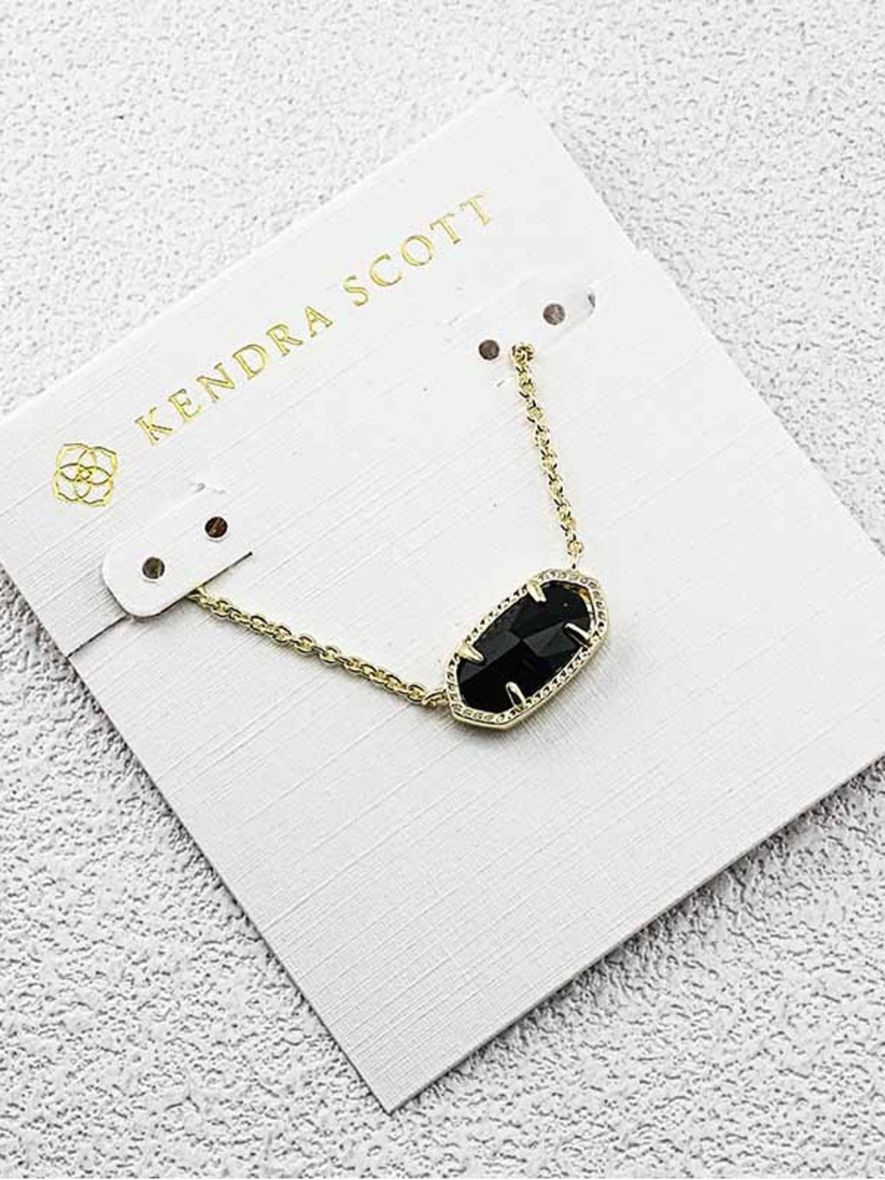 Kendra Scott Black Stone Gold-Frame Pendant Necklace